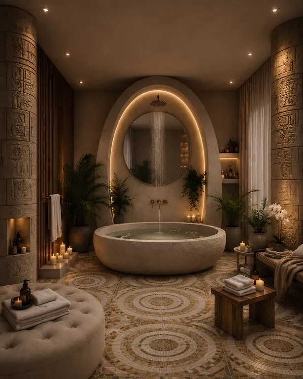 Kemer nişli, serbest küvetli banyo