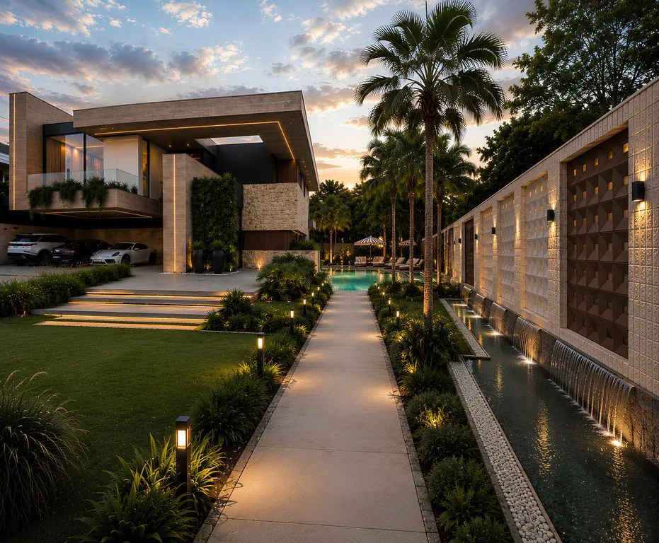 Lüks villa bahçe peyzajı ve havuz - Kramer Calabriel